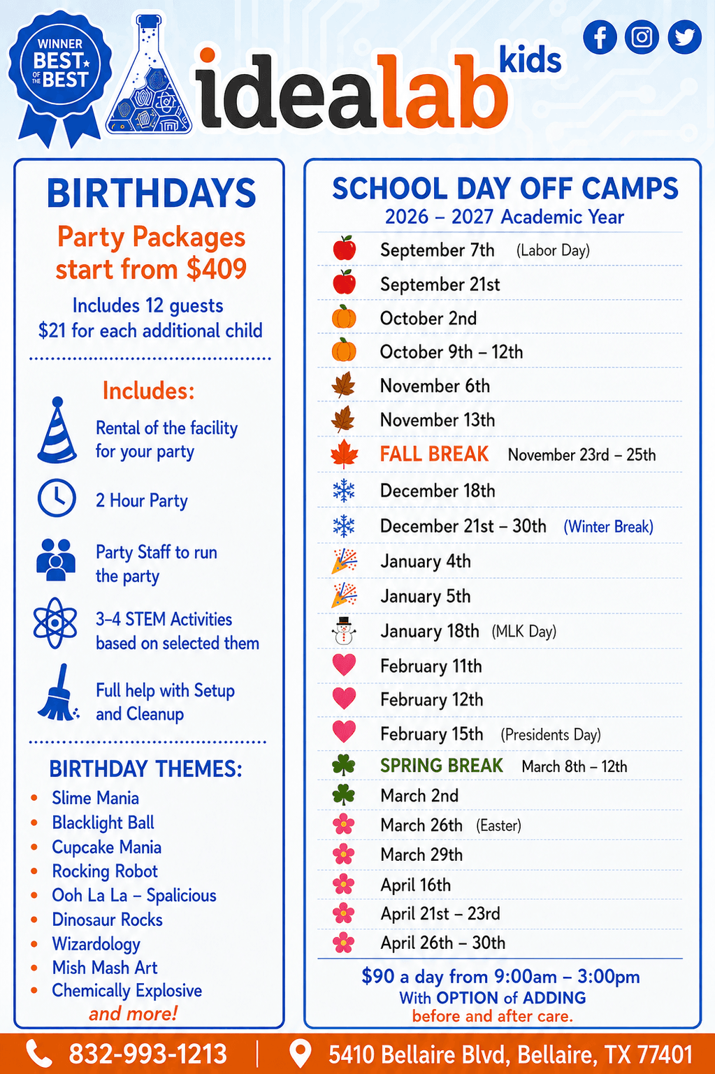 School Day Off Camps