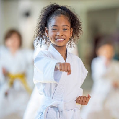Child at a martial arts class